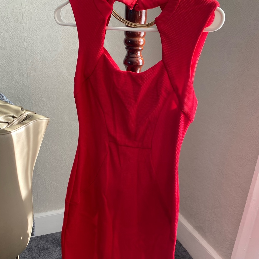 Deep red with gold neck hoop dress